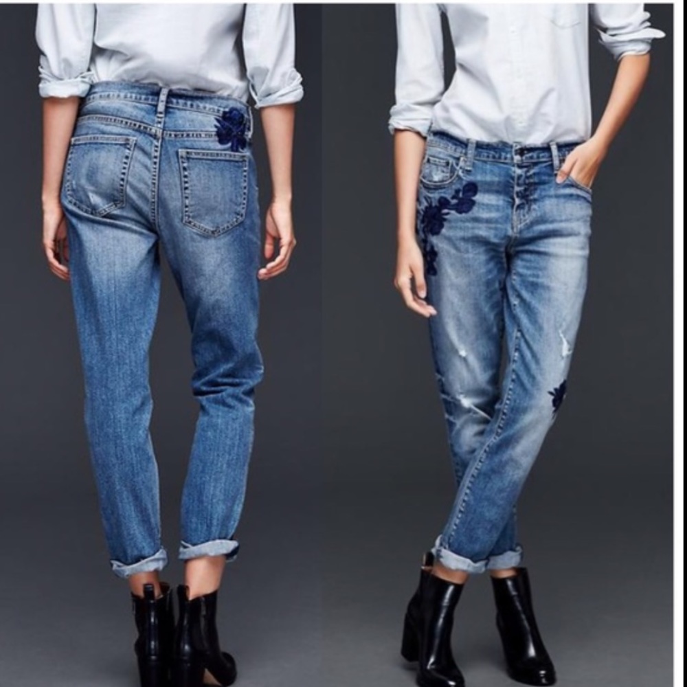 Gap Girlfriend Floral Patch Jeans